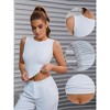 INSPIRE CHIC 3 Pcs Women's Sleeveless Ribbed Waist-Cinched Workout Tank Top with Dual Side Pleats - 3 of 4