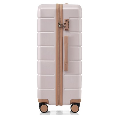 Vynxaria Light Grey Golden ABS 3-Piece Suitcase Premium Finish TSA-Approved Locks Smooth 360¡ã Spinners for Luxury Travel