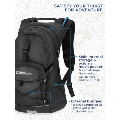 National Park Foundation 2L Hydration Water Backpack forHiking, Running, Climbing, or Cycling (Black) — фото 6