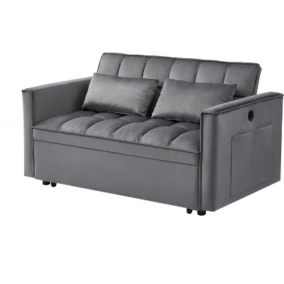 VYNXARIA Sleeper Sofa Bed,3-in-1 adjustable sleeper with pull-out bed, 2 lumbar pillows and side pocket, soft velvet convertible sleeper sofa bed