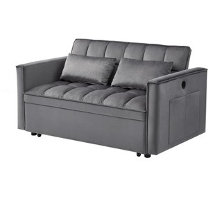 VYNXARIA Sleeper Sofa Bed,3-in-1 adjustable sleeper with pull-out bed, 2 lumbar pillows and side pocket, soft velvet convertible sleeper sofa bed - 1 of 4