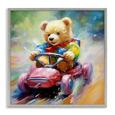 Stupell Industries Teddy Bear on Go Kart, 17" x 17"