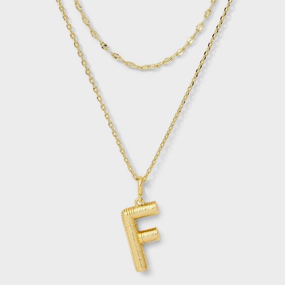 14K Gold Dipped Cubic Zirconia Duo Initial Multi-Strand Necklace - A New Day™ Gold