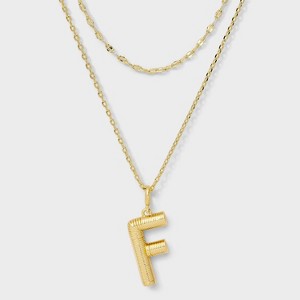 14K Gold Dipped Cubic Zirconia Duo Initial Multi-Strand Necklace - A New Day™ Gold - 1 of 4
