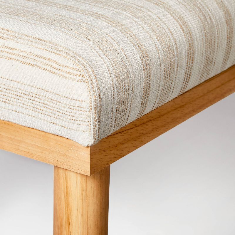 Scofield Channel Tufted Wood Leg Bench Neutral Stripe - Threshold&#8482; designed with Studio McGee, 6 of 16