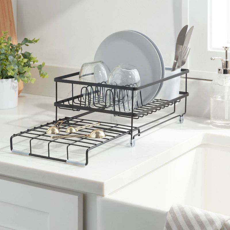 Space Saver Steel Dish Rack with Utensil Tray Black - Brightroom&#8482;, 3 of 5