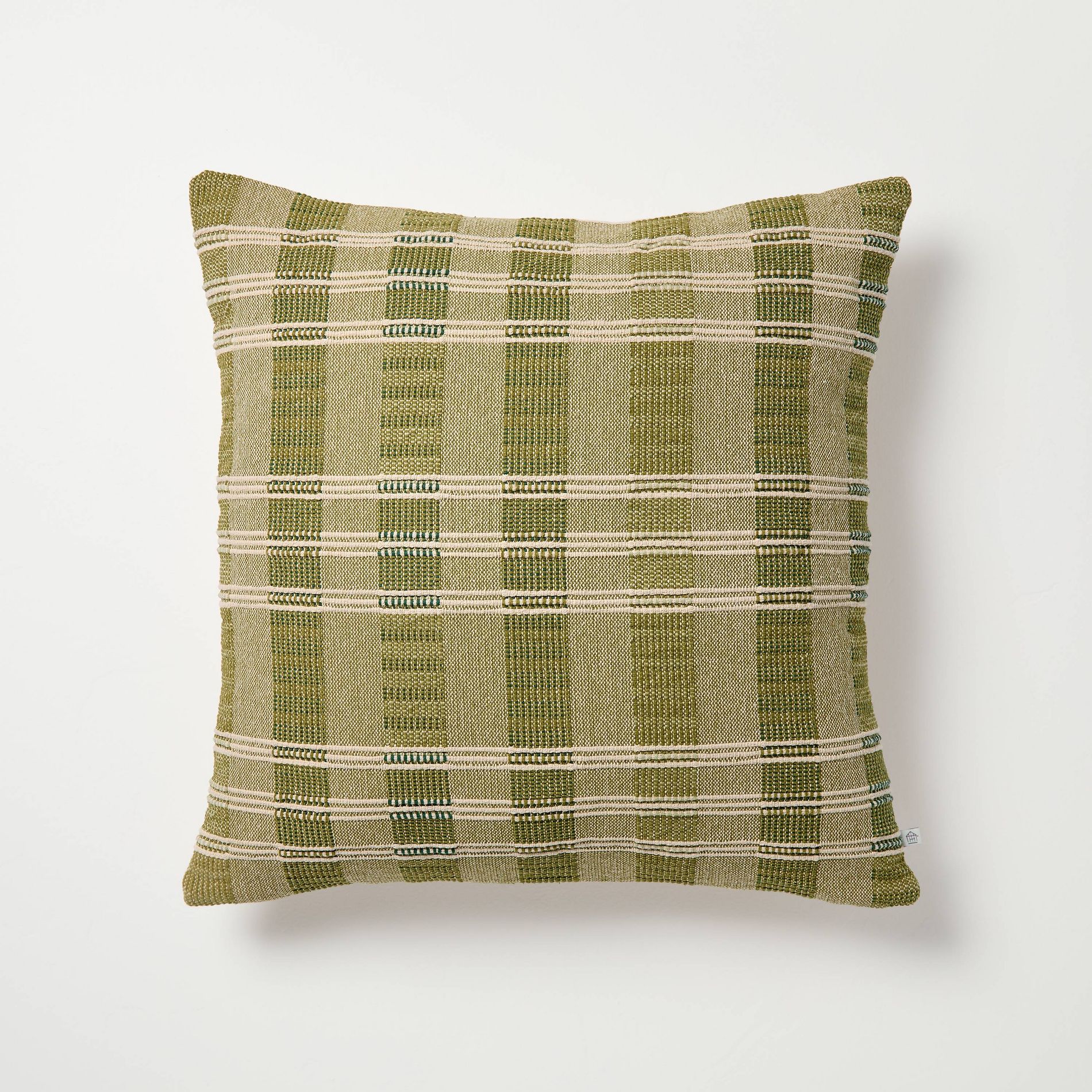 24"x24" Stripe Square Toss Pillow Green/Tan - Hearth & Hand™ with Magnolia