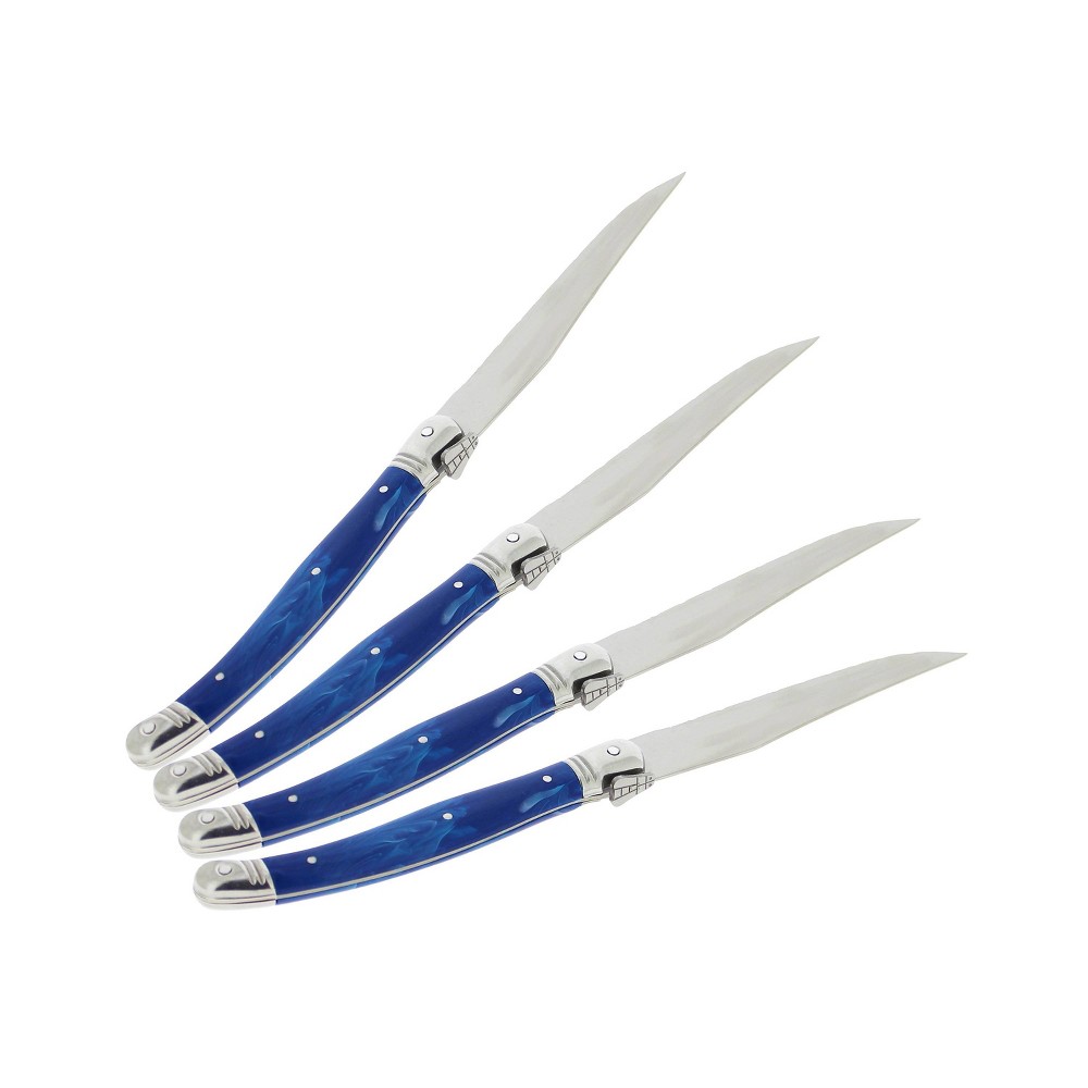 Photos - Other Appliances 4pk Stainless Steel Laguiole Faux Marble Steak Knives Blue - French Home