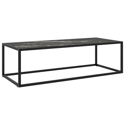 vidaXL Coffee Table Black with Black Marble Glass 47.2 in.x19.7 in.x13.8 in.