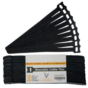 Fleming Supply Reusable Self-Gripping Cable Management Ties - 8", Black - 1 of 4