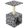 vidaXL Cat Tree Grey with black paw prints - 2 of 4