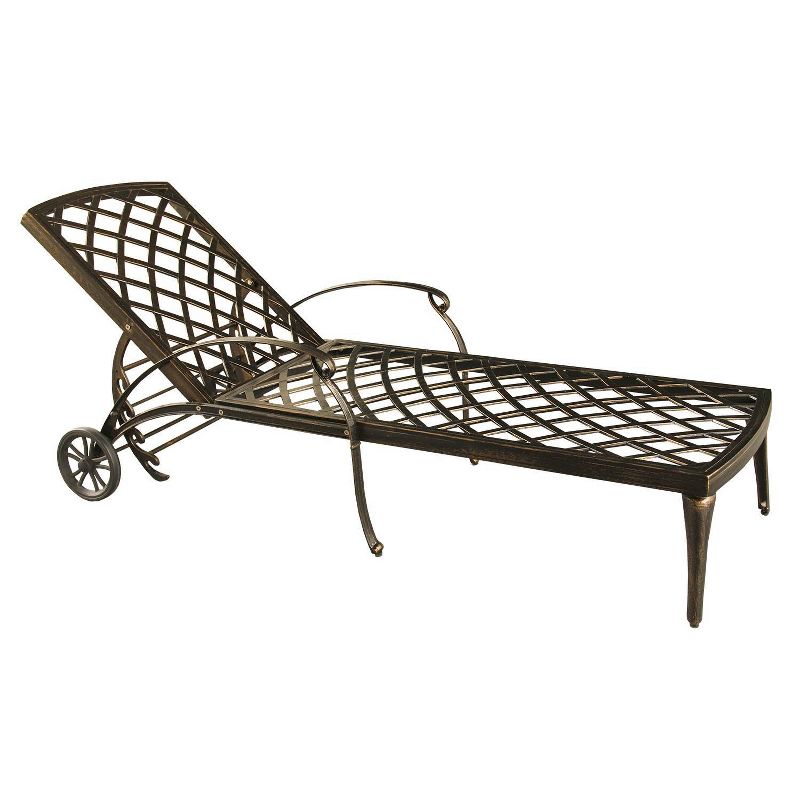 Contemporary Modern Mesh Lattice Aluminum Patio Chaise Lounge - Portable, Adjustable, Weather-Resistant - Oakland Living, 6 of 10