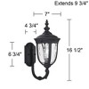 John Timberland Bellagio Vintage Outdoor Wall Light Fixtures Set of 2 Textured Black Metal 16 1/2" Clear Hammered Glass Post Exterior Barn - 4 of 4