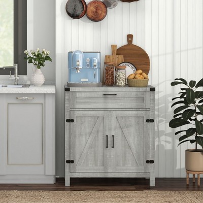 NicBex Farmhouse 2-Doors Sideboard,Kitchen Storage Cabinets with 2 Barn Doors and Drawer for Kitchen,Living room,and Dining Room