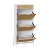Shoe Cabinet, 3 Flip Doors and 1 Drawer Shoe Organizer, Adjustable Narrow Shoe Rack for Entryway Storage, Freestanding - 3 of 4