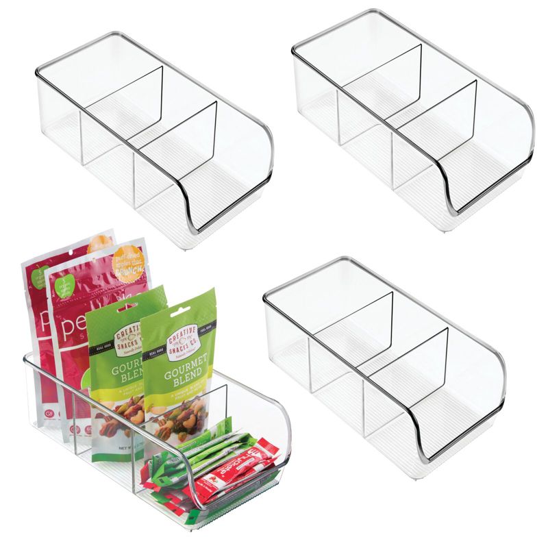 mDesign Plastic Food Storage Bin Organizer for Kitchen Cabinet - 11 x 5 x 3.5, 4 Pack, Clear, 1 of 11