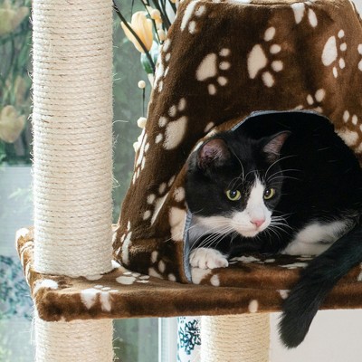 66'' Saddle Brown Faux Fur Cat Tree with Sisal Posts