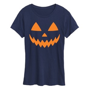 Women's - Instant Message - Pumpkin Face 1 Short Sleeve Graphic T-Shirt - 1 of 4