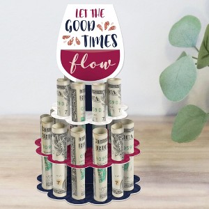 Big Dot of Happiness But First, Wine - DIY Wine Tasting Party Money Holder Gift - Cash Cake - 1 of 4