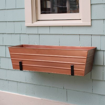 Large Copper Galvanized Steel Planter Box with Wall Brackets