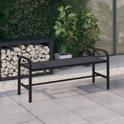 vidaXL Patio Bench 49 inches  Steel and WPC Black