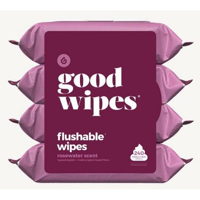 Goodwipes Rosewater Flushable Wipes - 4pk/60ct