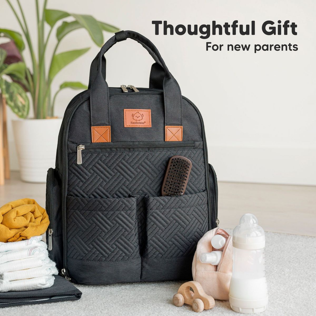 KeaBabies Bree Diaper Bag Backpack, Large Waterproof Diaper Bags with Changing Pad, Girl, Boy, Kids Travel Essentials (Charcoal) - thumbnail 9