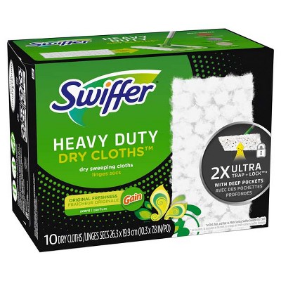 Swiffer Sweeper Heavy Duty Multi-Surface Dry Cloth Refills for Floor Sweeping and Cleaning, Gain scent, 10 count