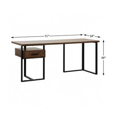 Walnut and Black Reversible Writing Desk with Drawer