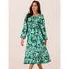 Seta T Women's Boho Square Neck Long Sleeve Floral Flowy Midi Casual Vacation Dress - 2 of 4