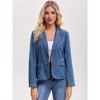 INSPIRE CHIC Women's Notched Lapel Collar Long Sleeve Button Back Slit Fitted Denim Jacket - 3 of 4