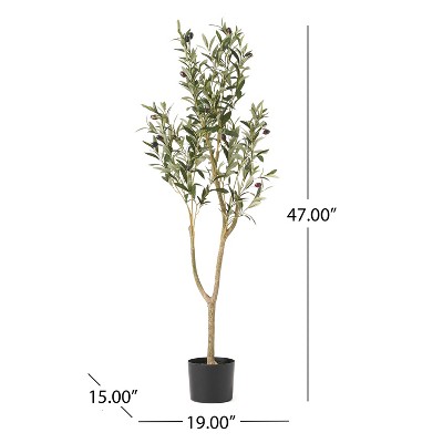 4' Green Plastic Potted Artificial Olive Tree