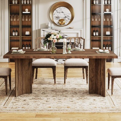 Okak Vintage Wood Large Executive Desk Rectangle Dining Table,Long Modern Kitchen Dinner Table for Dining Room,Breakfast Nook