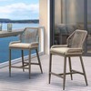 PURPLE LEAF Patio Sunbrella Bar Stools Set of 2 Handwoven Wicker Bar Height Stool Modern Aluminum Outdoor Wicker Barstools with Back and Cushion - 2 of 4