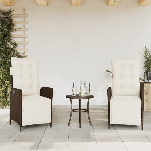vidaXL Reclining Patio Chairs 2 pcs with Footrest Brown Poly Rattan - 1 of 4