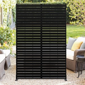 72" H Metal Privacy Screen for Outdoor, Freestanding Decorative Privacy Screen with Stable Base, Metal Fence Panel for Balcony Patio Garden - 1 of 4