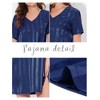 cheibear Women's Short Sleeve Mini length Striped Pajama Dress - 4 of 4