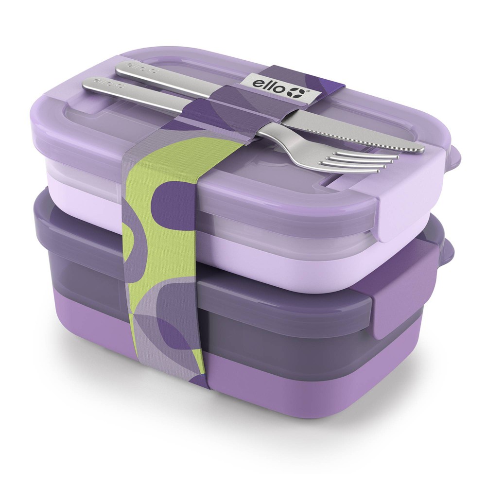 Photos - Food Container Ello 2pk Plastic Lunch Stack Food Storage Container Set Wisteria