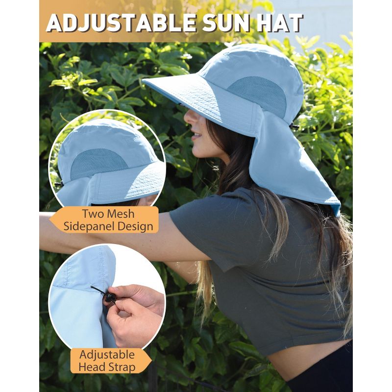 Solaris Neck Flap Fishing Safari Cap for Men & Women, Wide Brim Sun Hat for Outdoor Hiking, Camping, Gardening, 4 of 8
