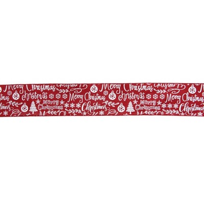 Northlight Red and White Merry Christmas Wired Craft Ribbon 2.5" x 16 Yards