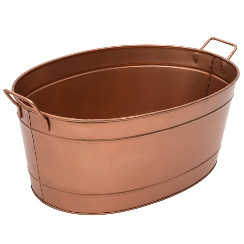 15&#34; Oval Galvanized Tub with Side Handles Copper Plated - ACHLA Designs, 5 of 8