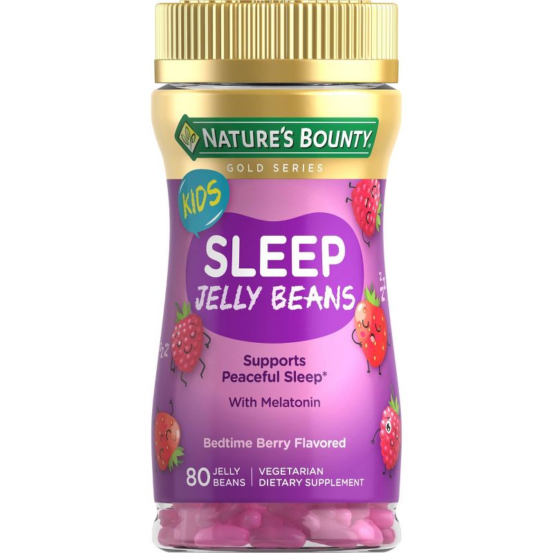 Nature&#39;s Bounty Kids&#39; Melatonin Sleep Aid Chewable 0.5mg Jelly Beans - Bedtime Berry - 80ct, 1 of 8