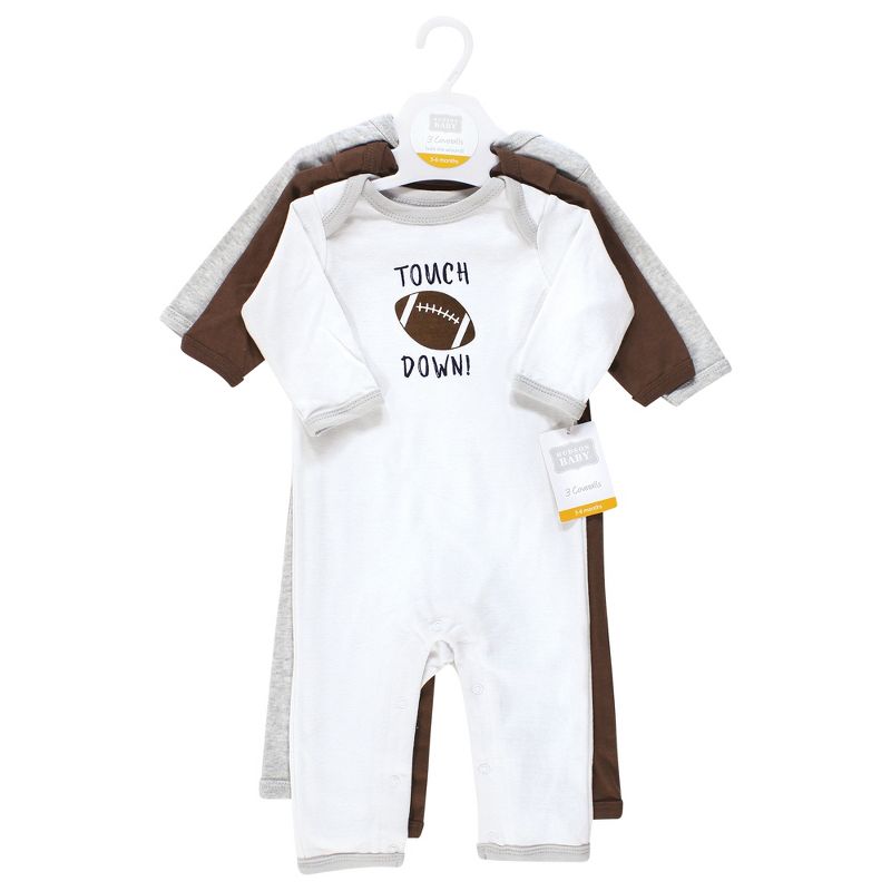 Hudson Baby Infant Boys Cotton Coveralls, Touch Down, 2 of 6