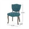 SKRAN Set of 2 Tufted Chair for Kitchen or Dining Room - Teal Fabric Upholstered with Button Tufting and Scrolled Legs - 3 of 4