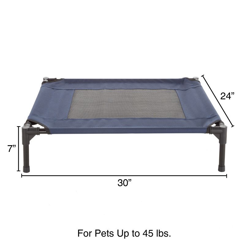 Elevated Dog Bed - 30x24-Inch Portable Pet Bed with Non-Slip Feet - Indoor/Outdoor Dog Cot or Puppy Bed for Pets up to 50lbs by PETMAKER (Blue), 2 of 9