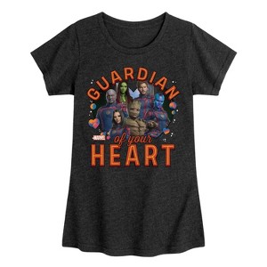 Girls' - Marvel - Guardian Of Your Heart Valentine Fitted Short Sleeve Graphic T-Shirt - 1 of 4