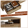 2 Tiers Boho Coffee Table with Storage,40” Mid Century Rattan Console Table with Drawers and Open Shelf - 4 of 4