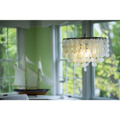 Elsa Satin Nickel 19'' Capiz Shell Pendant Light