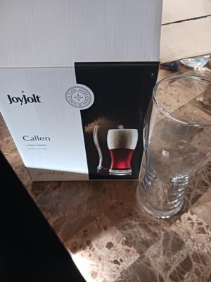 JoyJolt Callen Pilsner Beer Glasses Set 15.5 oz