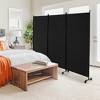 Costway 3-Panel Folding Room Divider 6Ft Rolling Privacy Screen withLockable Wheels Black/Brown/Grey/White - image 4 of 4